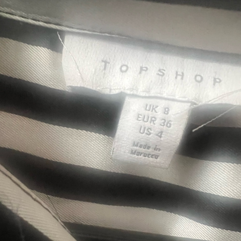 TOPSHOP ASYMMETRICAL BLK/WHITE STRIPED BUTTON DOWN SHIRT DRESS SIZE 4~NWT - Picture 7 of 9